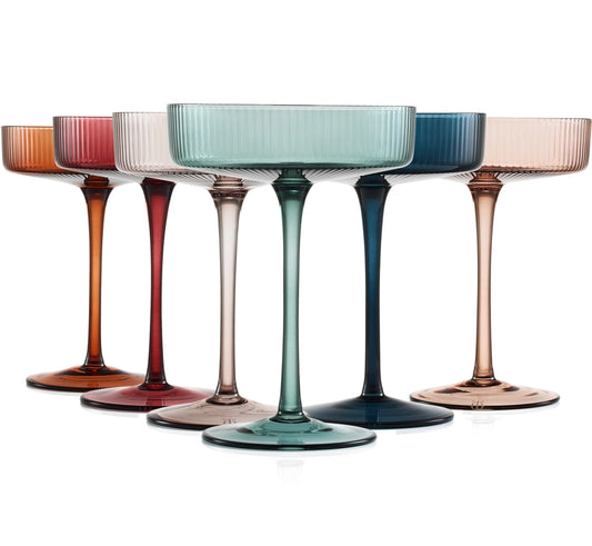 Tonal Ribbed Coupe Glassware Set