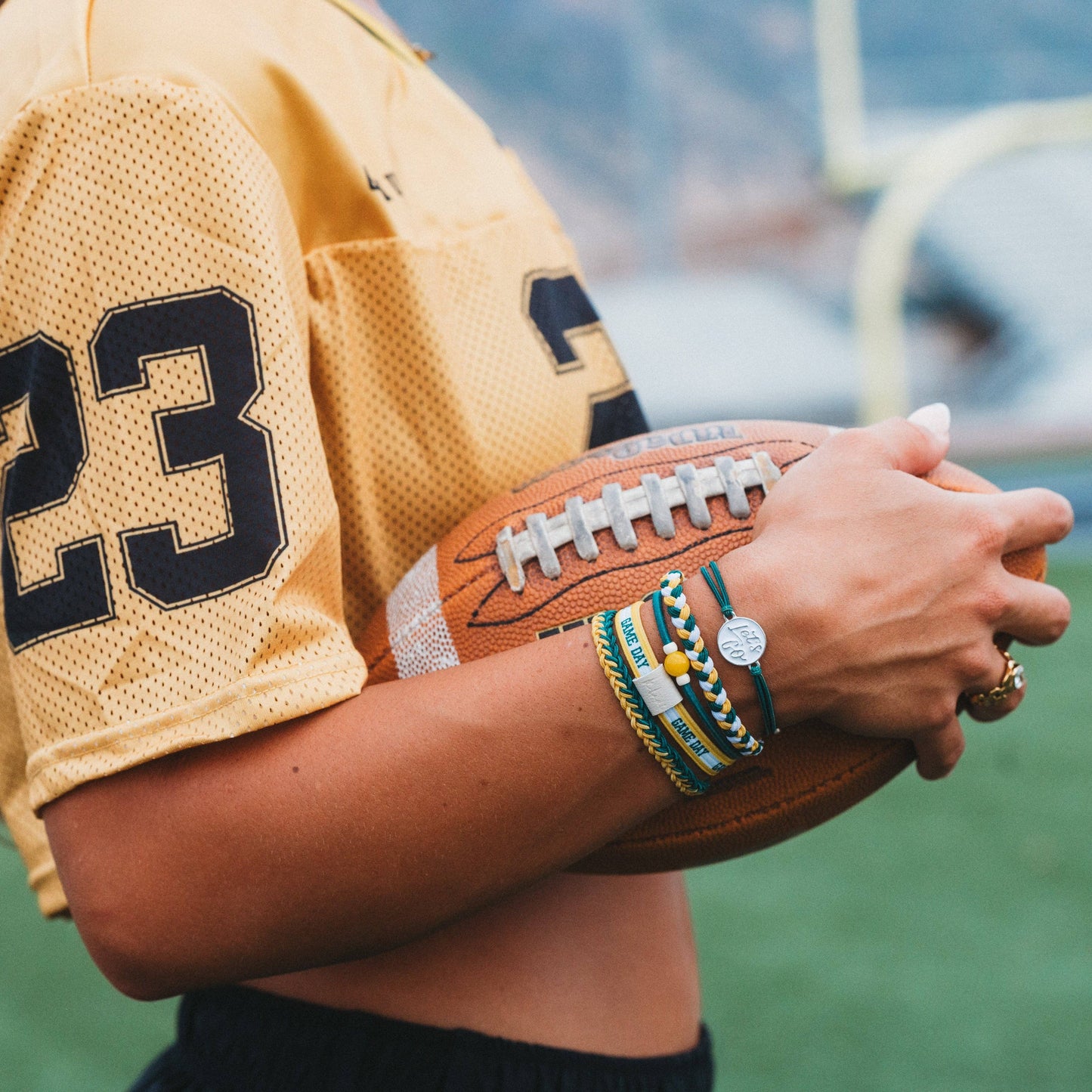 Game Day" Green & Yellow Hair Tie Bracelets