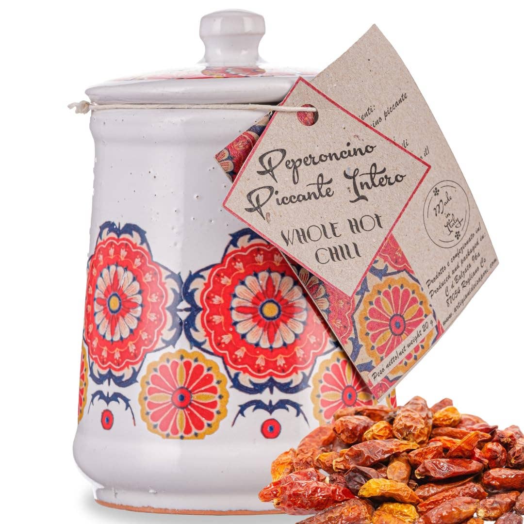 Dried Whole Hot Chili Peppers Ceramic Jar