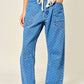 Polka Dot Denim Barrel Pants