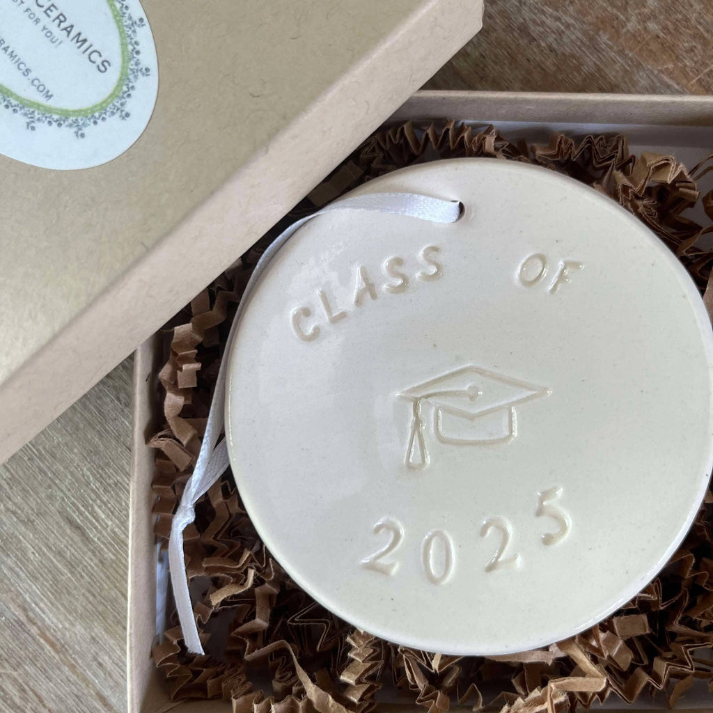 Graduation Gift Class of 2025 Ornament  | Handmade Pottery