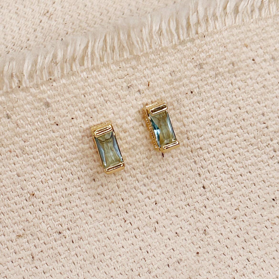 Gold Filled Baguette Birthstone Studs