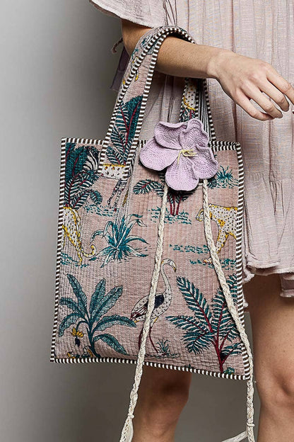 Everyday Quilted Striped Tote Bag