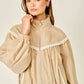 Lace Shirring Bomber Jacket