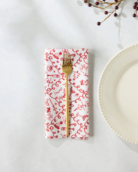 Geometry Holiday Doodles Dinner Napkin Set