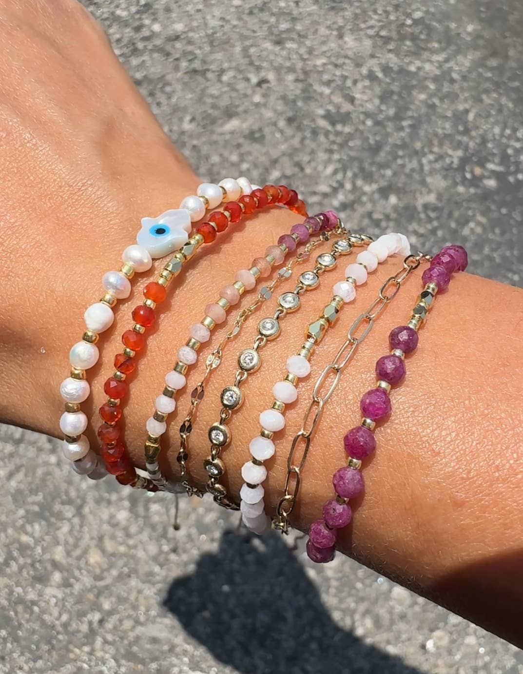 Ruby Gemstone Stacking Bracelet