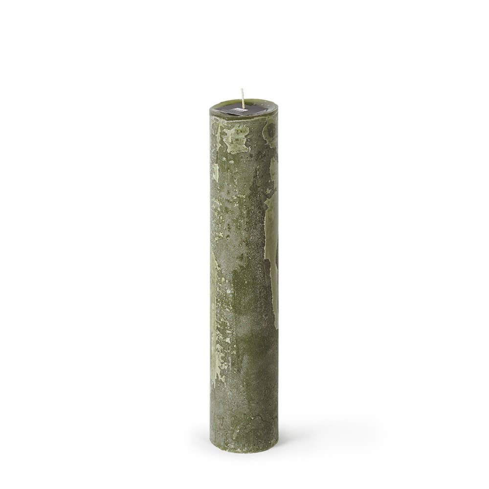 Green Pillar Candle with Aluminum Plate