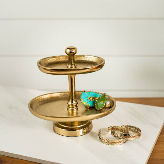 Gold 2-Tier Jewelry Stand