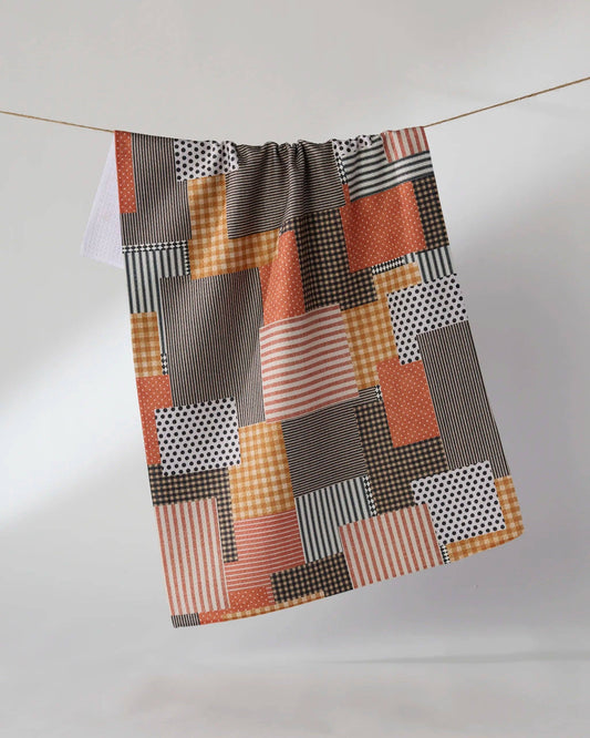 Geometry Patch and Pumpkin Tea Towel
