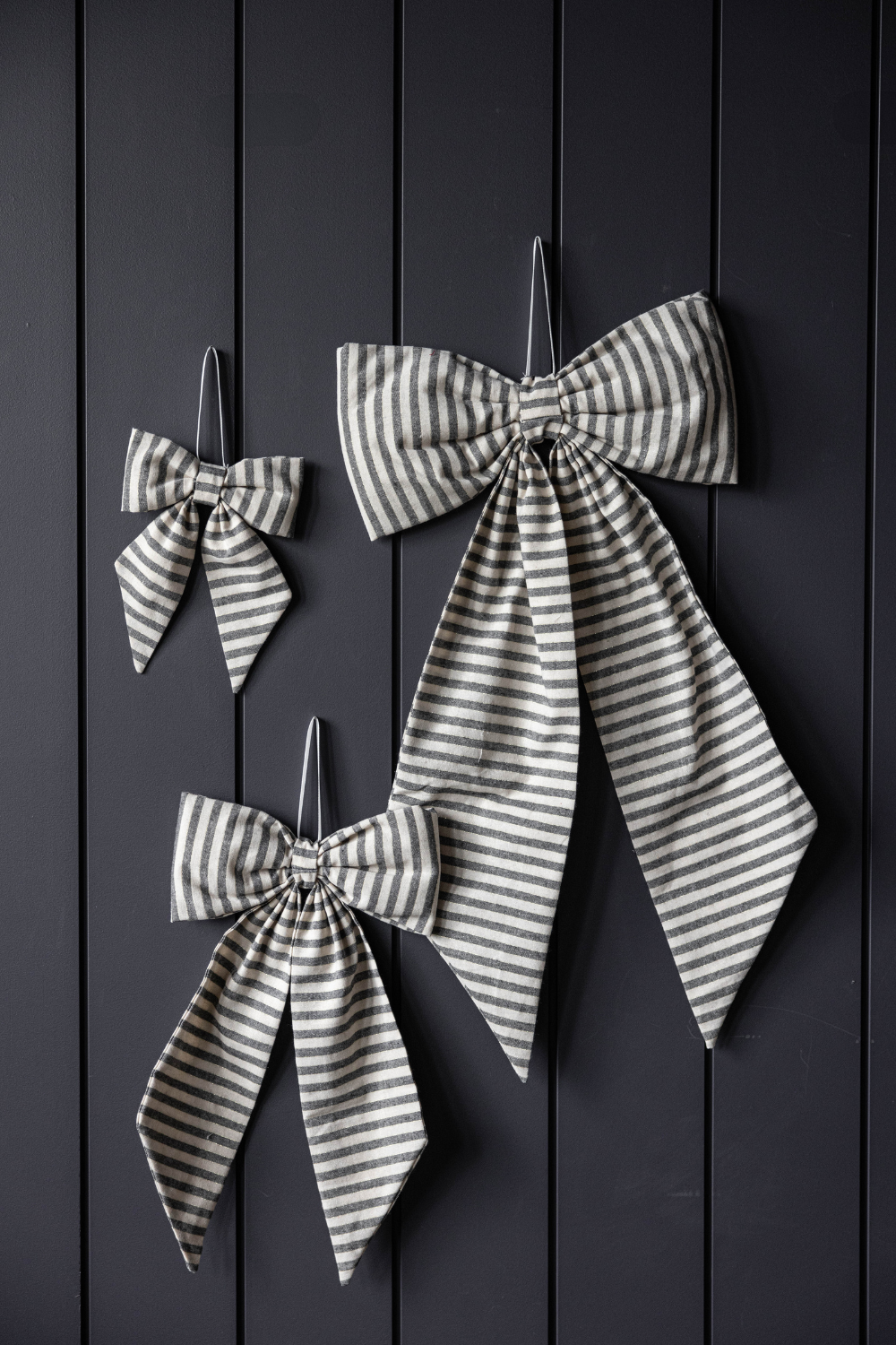 Striped Charcoal & Gold Fabric Bow