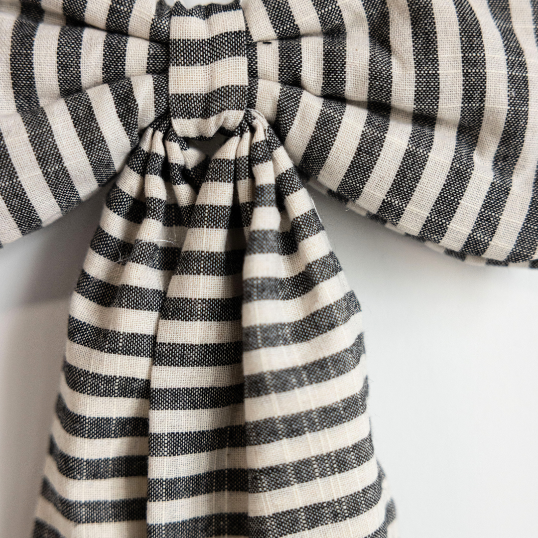 Striped Charcoal & Gold Fabric Bow