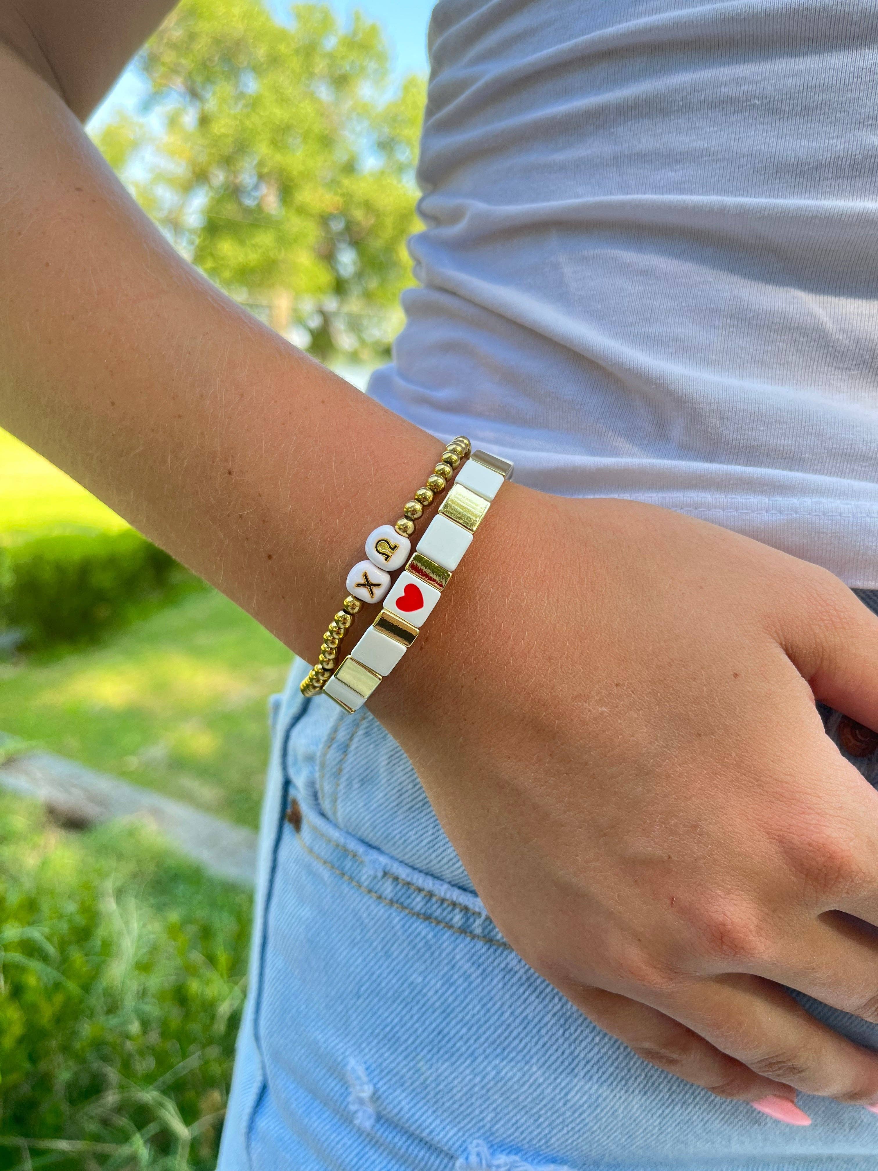 ADPi Sorority Greek Letter Bracelet Stack