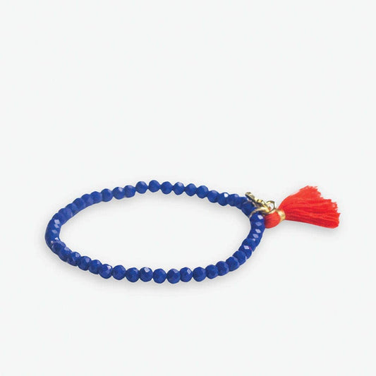 Royal Blue Crystal Stretch Tassel Bracelet