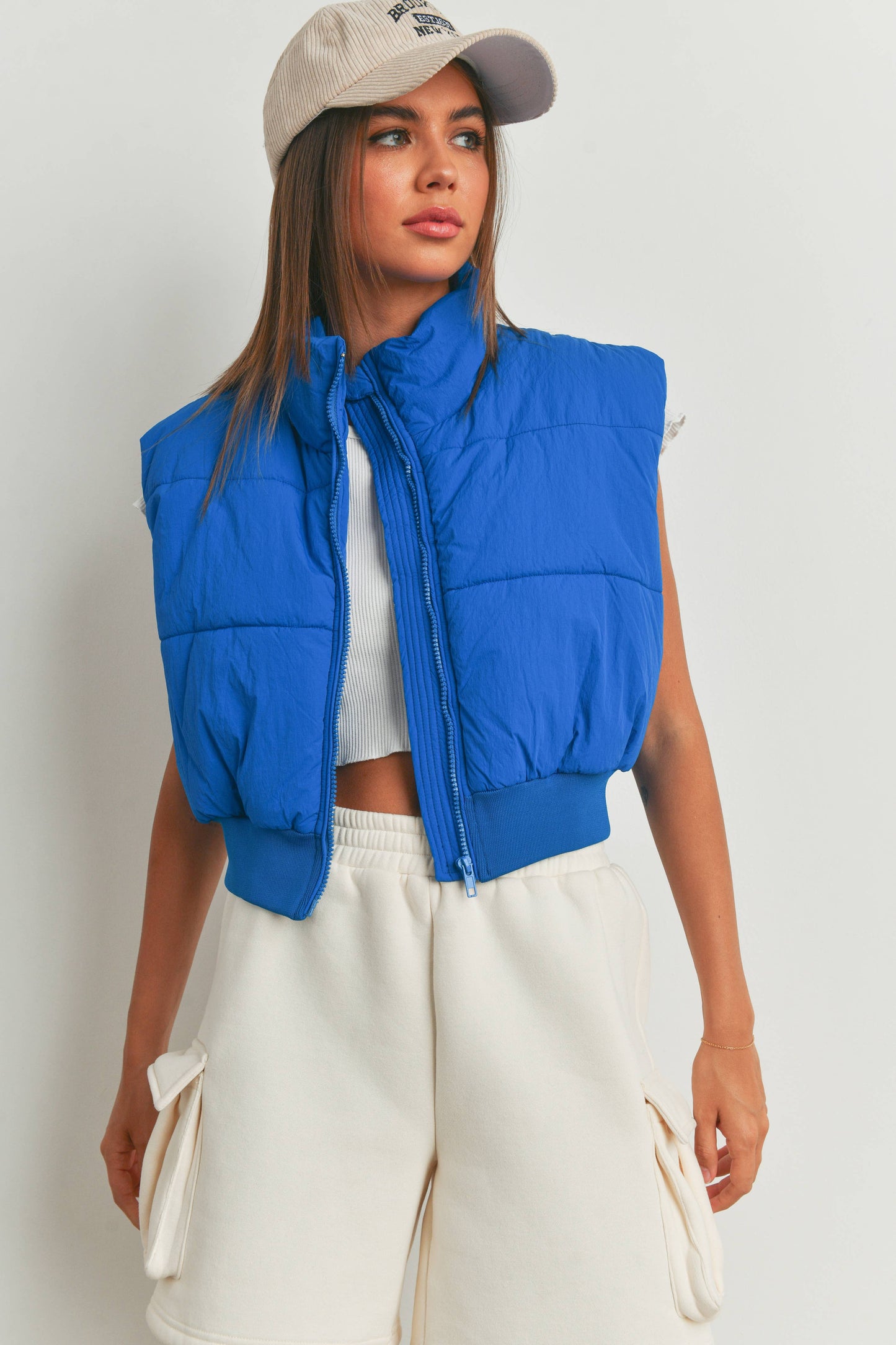 Zip-Up Crop Puffer Vest