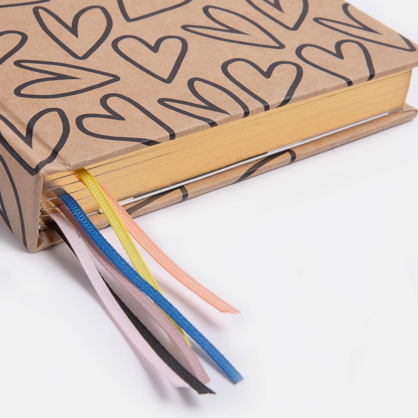 Outline Hearts Kraft Multi Ribbon Notebook