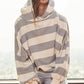 Striped Fleece Sweatshirt Hoodie