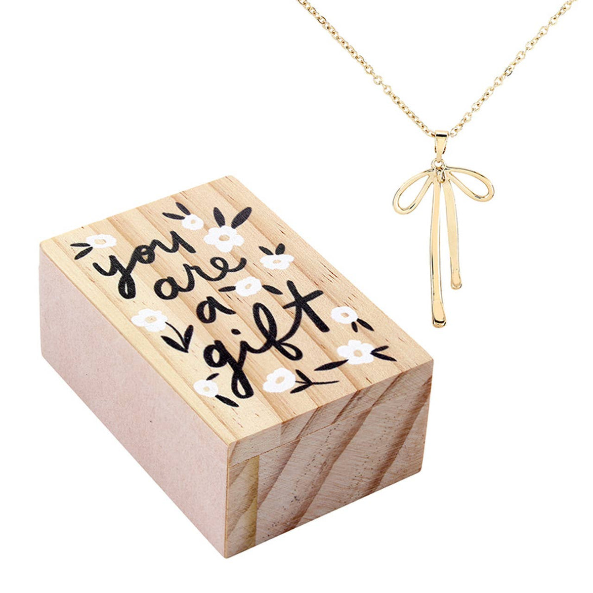 You are a Gift - Treasure Box Bow Necklace