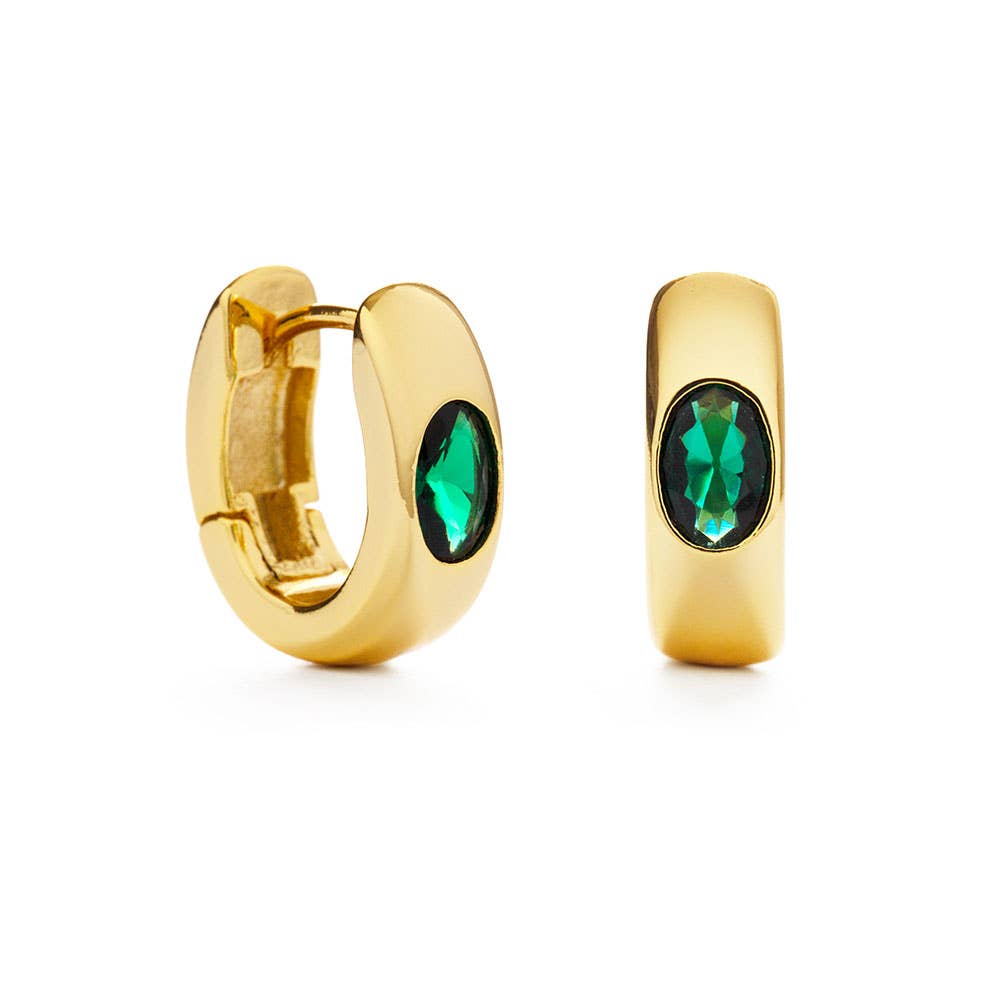 Emerald Chunky Hoop Earrings