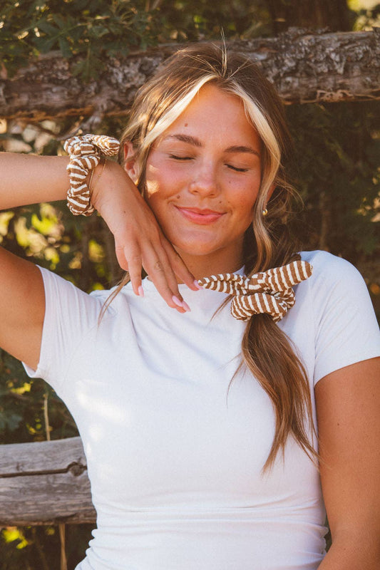 Striped Bow Scrunchie