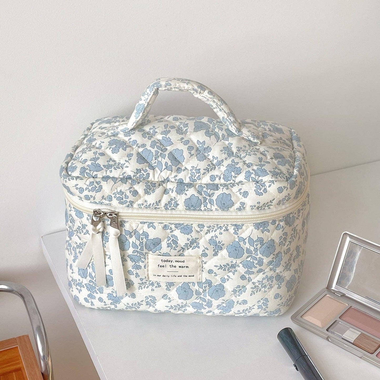 Blue Flower Cosmetic Bag