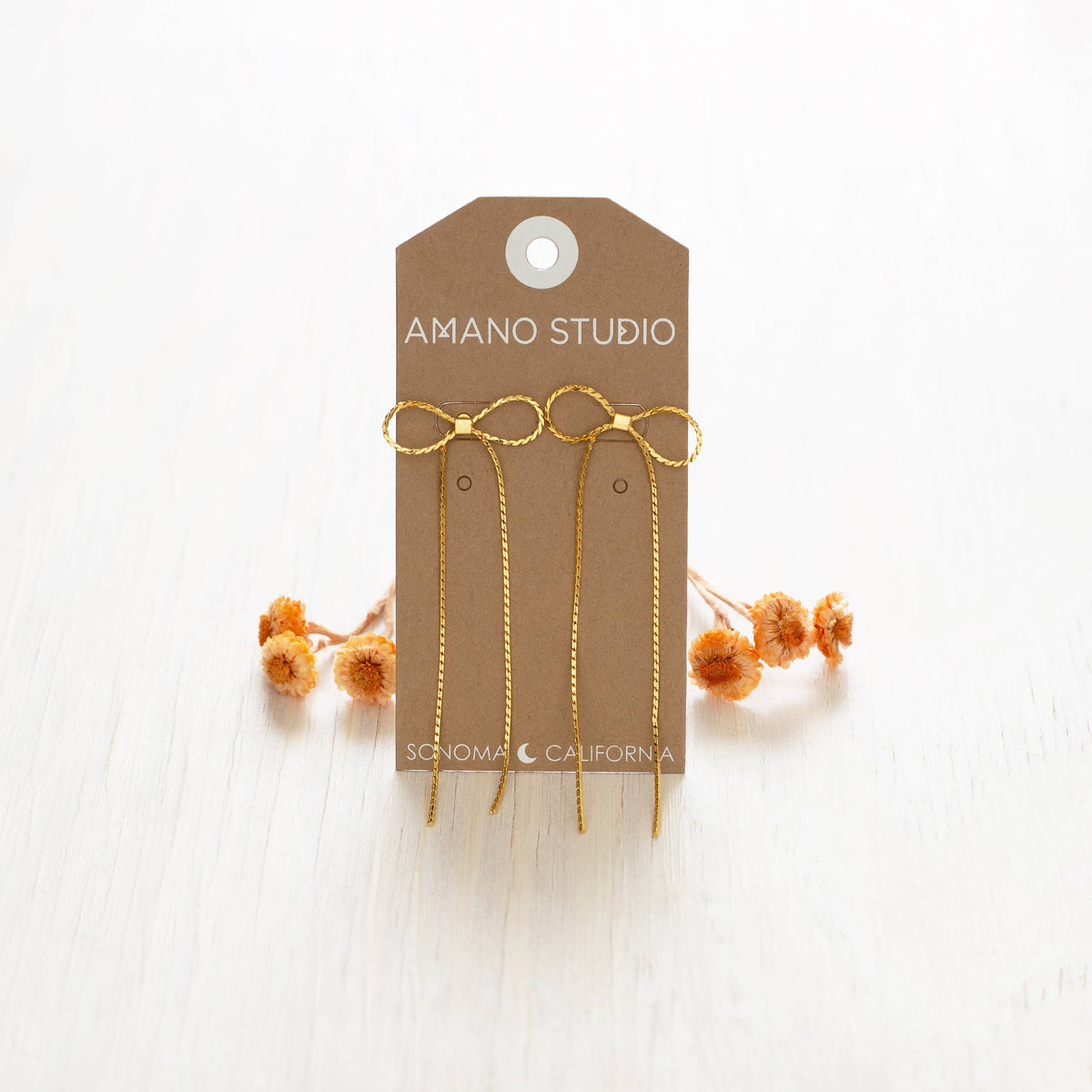Long Bow Stud Earrings