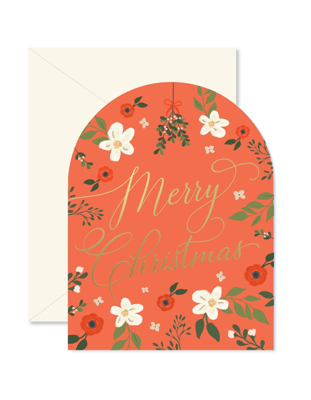 Red Christmas Floral Arch Greeting Card