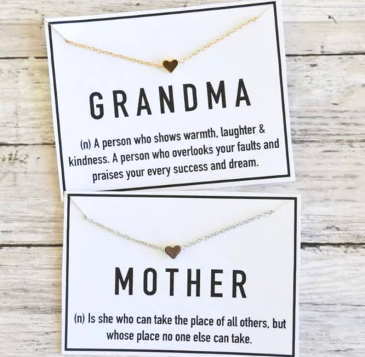 Mother's Day Heart Necklace & Stationary Card