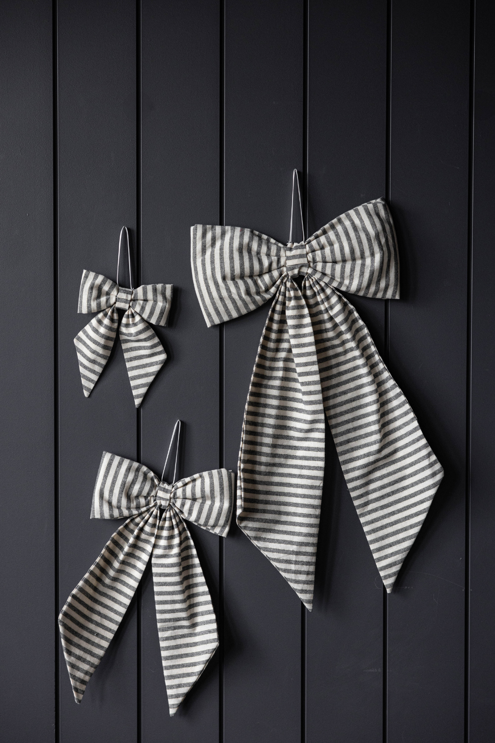 Striped Charcoal & Gold Fabric Bow