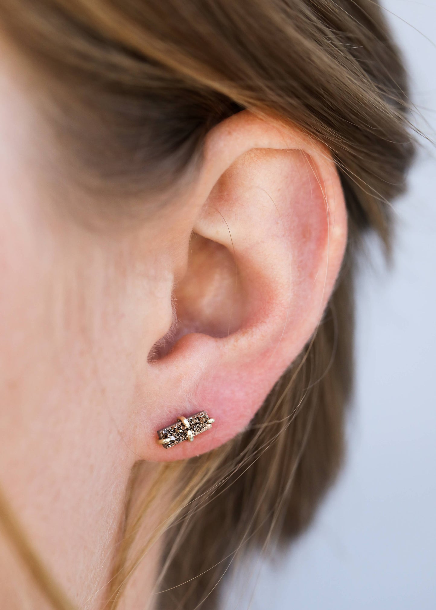 Rose Gold Druzy Bar Earrings