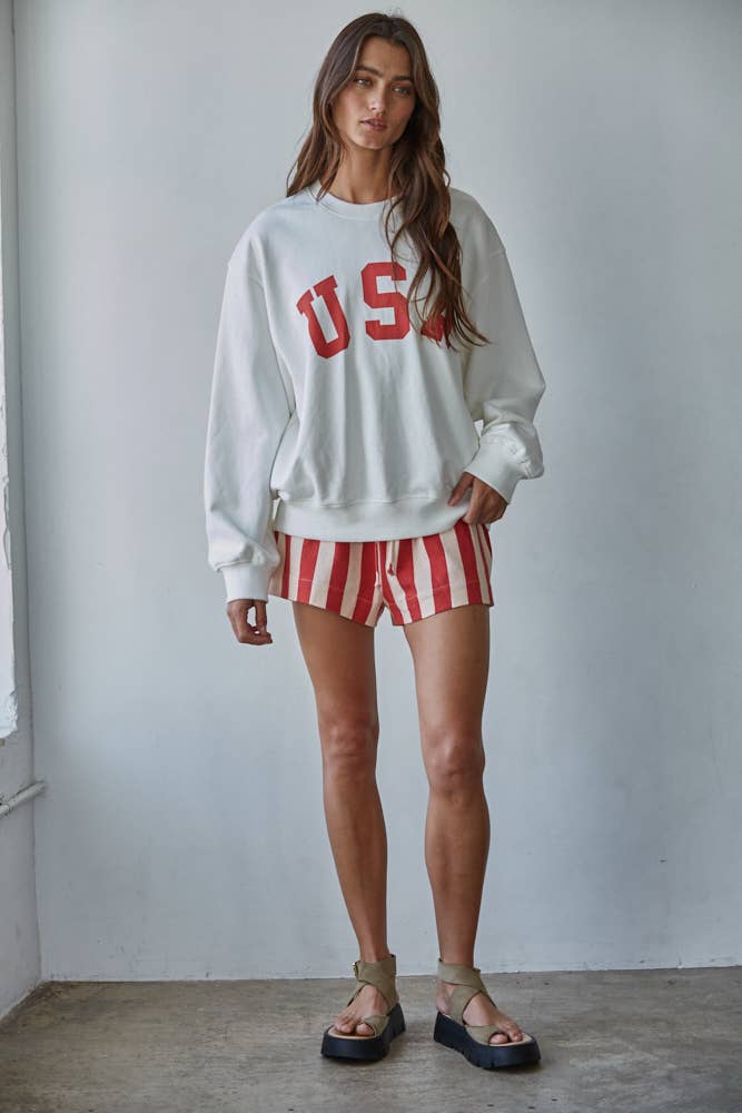 French Terry Crew USA Pullover