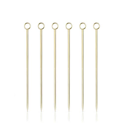 Reusable Gold-Plated Cocktail Picks - Set of 6