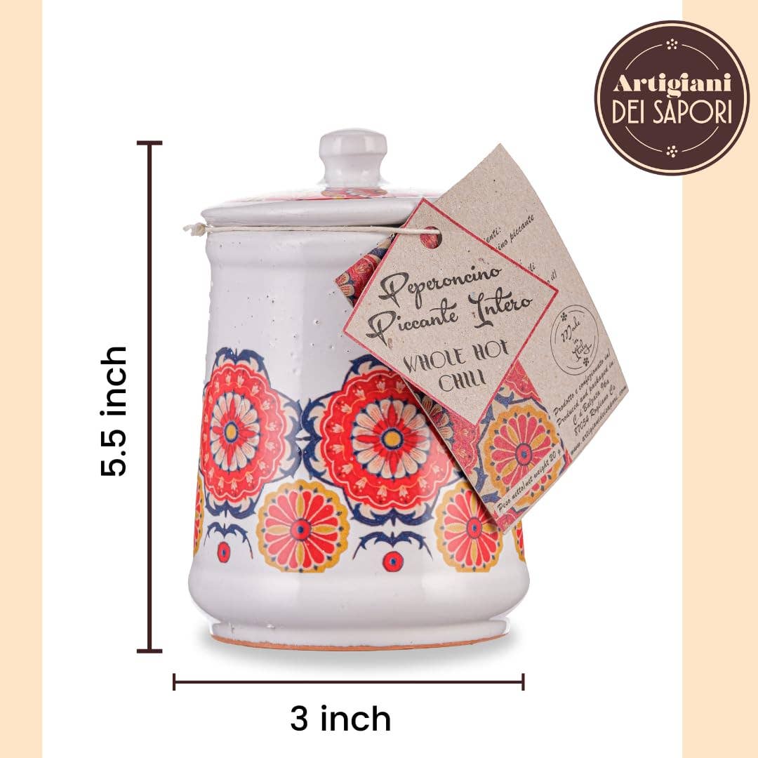Dried Whole Hot Chili Peppers Ceramic Jar