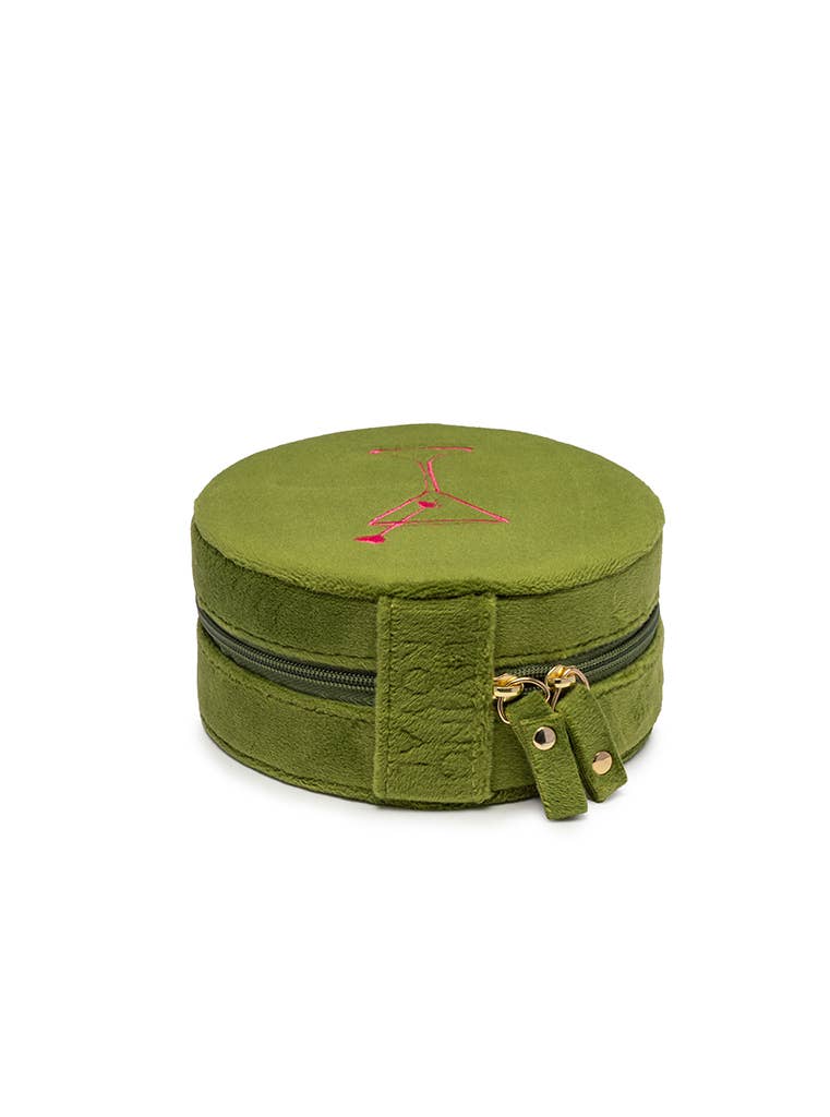 Olive Velvet Jewelry Zip Case