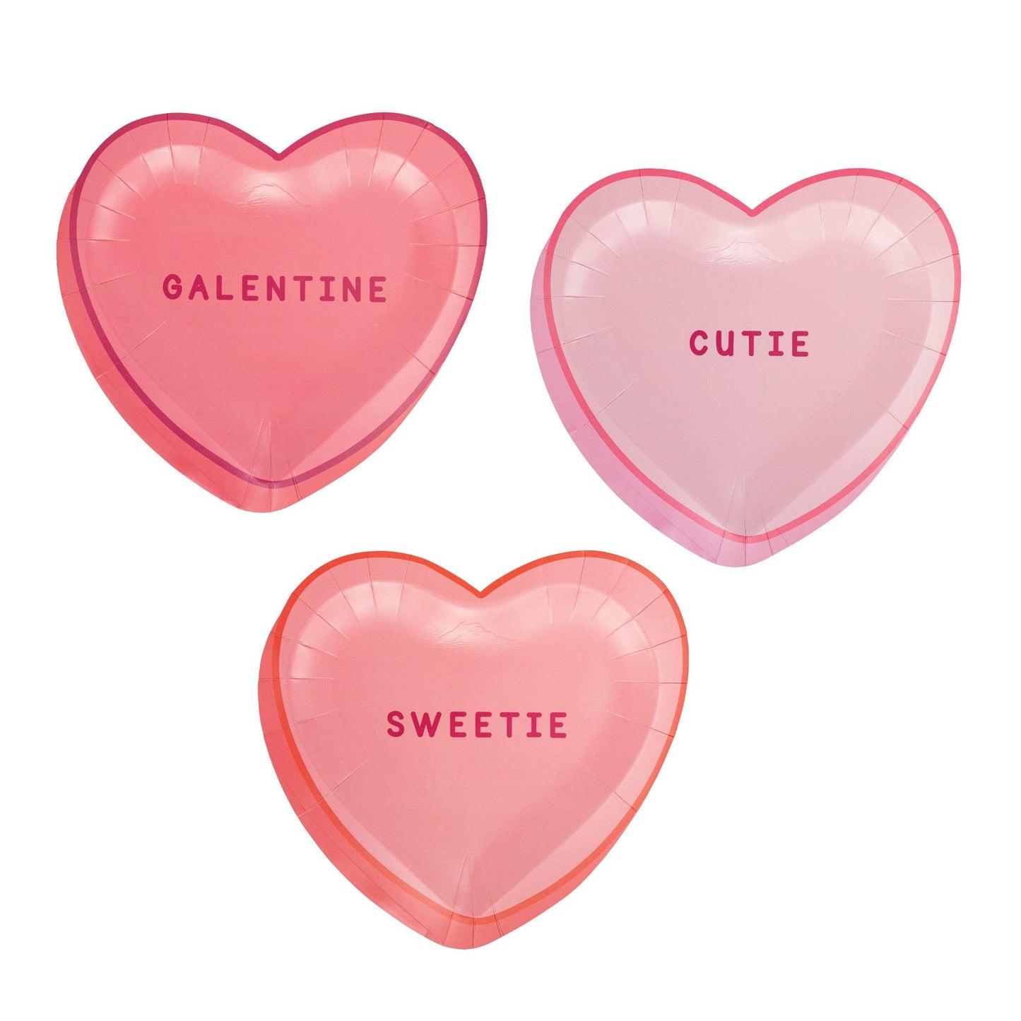Pink Conversation Hearts Paper Plates