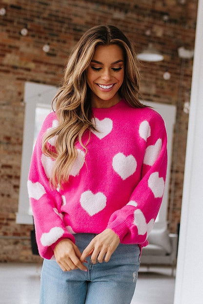 Fuzzy Heart Sweater | S-XL