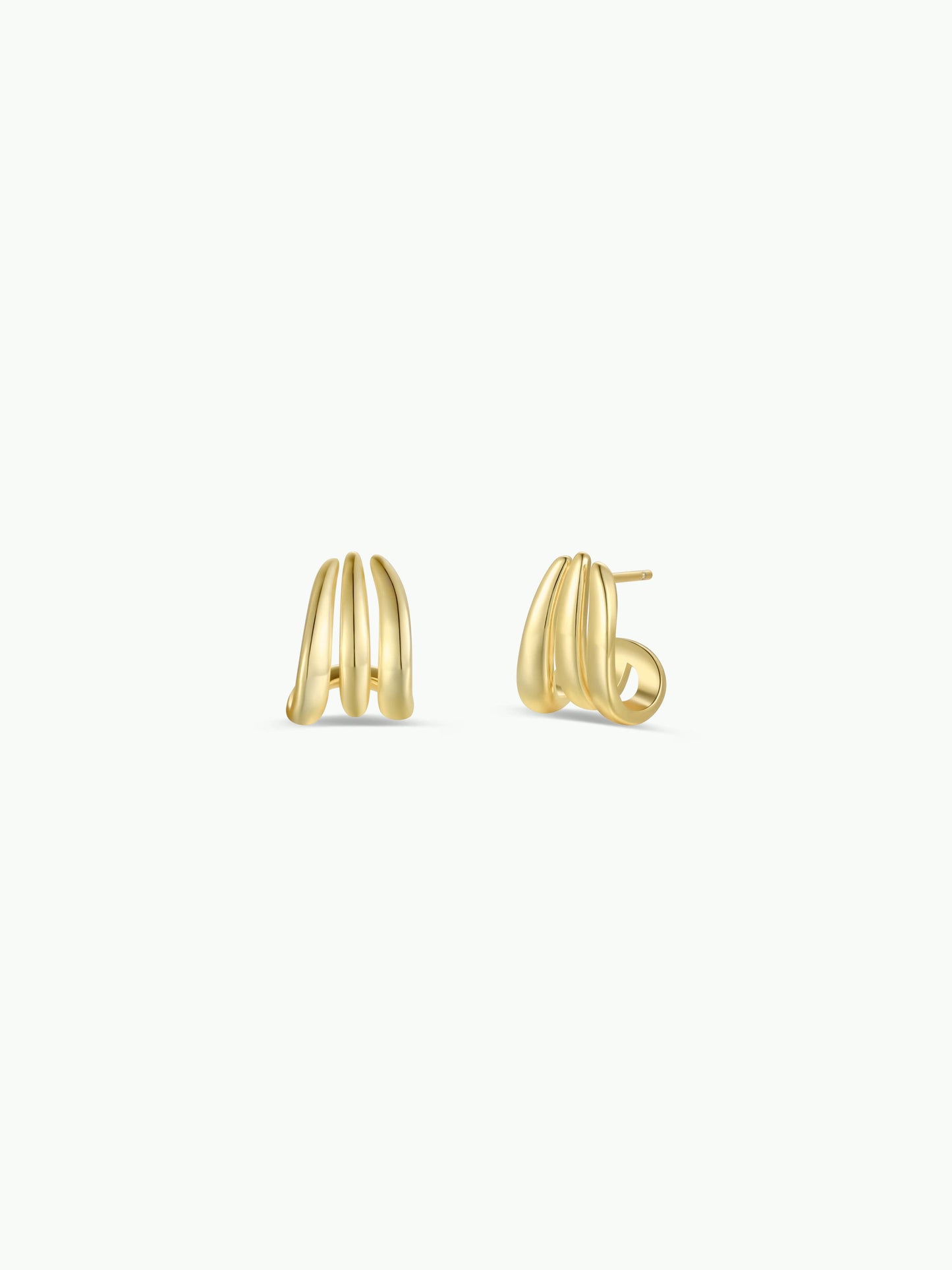 Gold Three Hoop Huggie