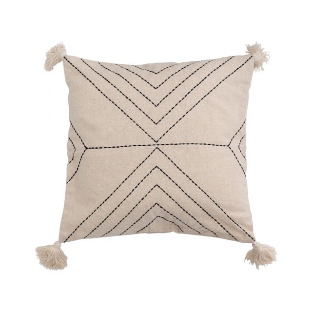 Natural + Black Stitched Pillow