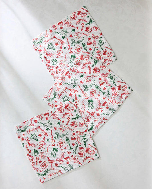Geometry Holiday Doodles Dishcloth Set