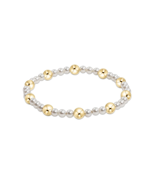 enewton 4mm Pearl Sincerity Pattern 6mm Gold Bead Bracelet