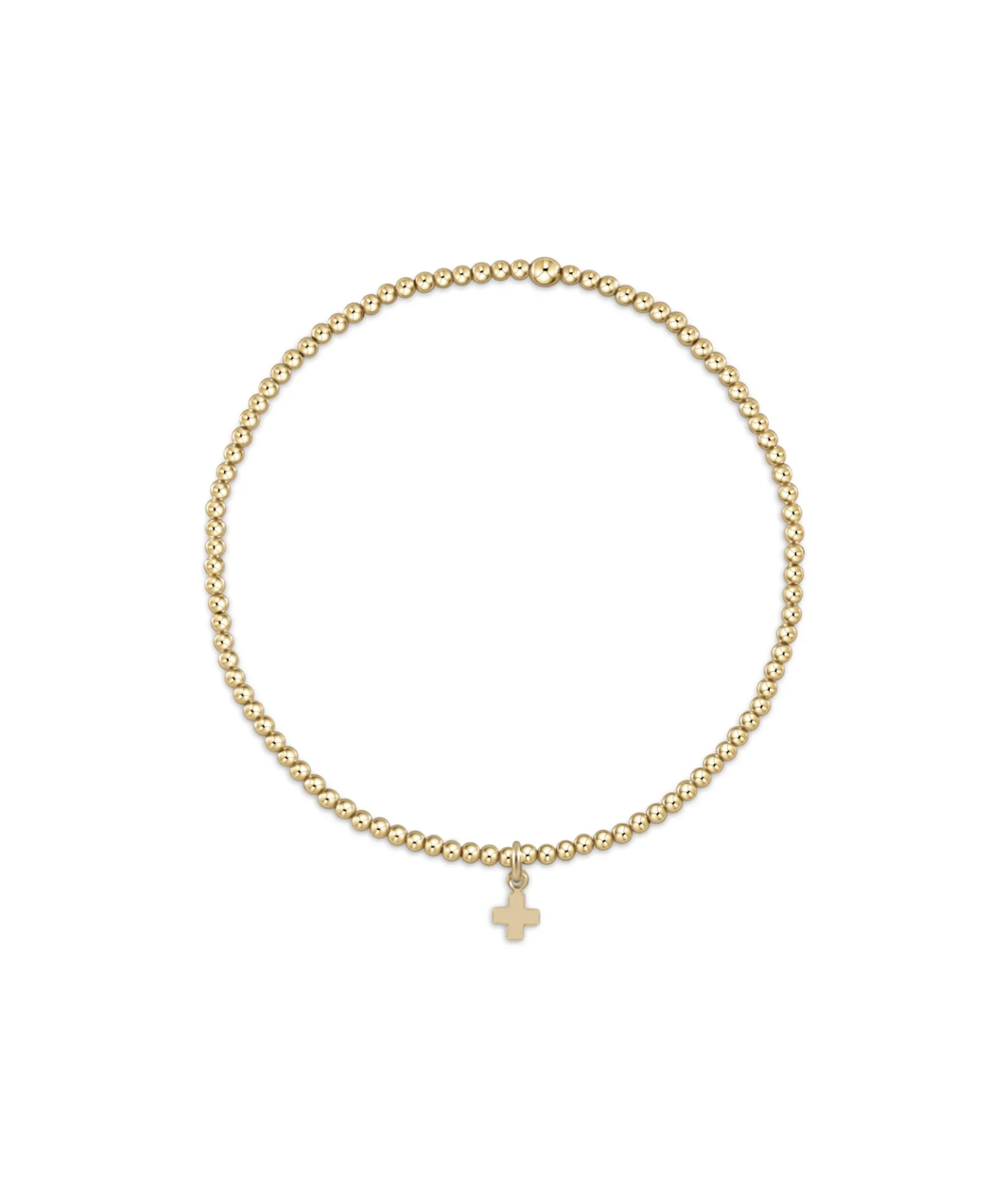 enewton Classic Gold 2mm Bead Bracelet + Small Signature Cross Charm