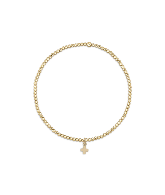 enewton Classic Gold 2mm Bead Bracelet + Small Signature Cross Charm
