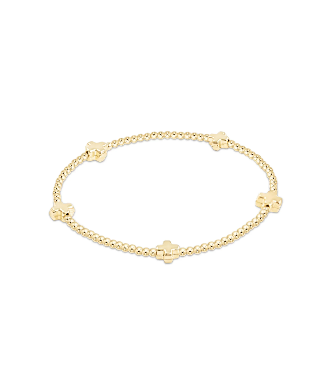 enewton Signature Cross Small Gold Pattern 2mm Bead Bracelet