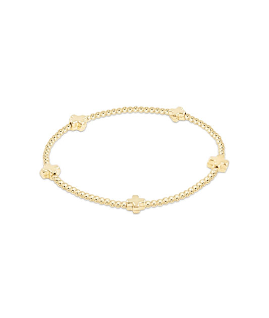 enewton Signature Cross Small Gold Pattern 2mm Bead Bracelet