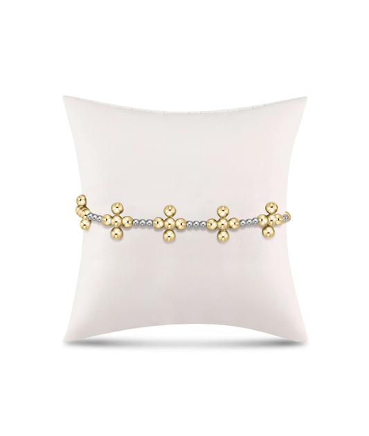 enewton Sincerity Pattern 2.5mm Sterling Bead Bracelet + Signature Gold 4mm Cross