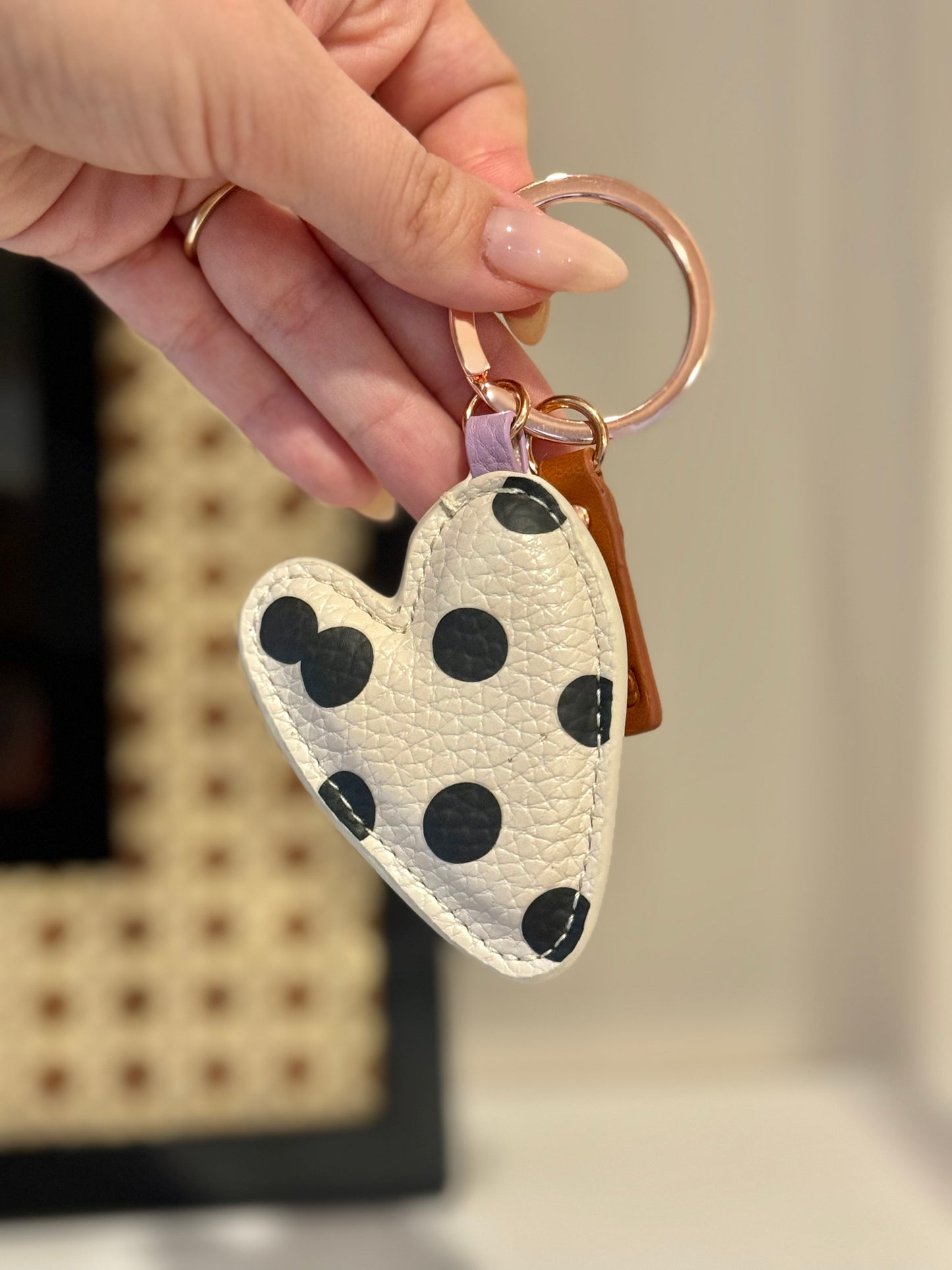 Mono Spot Print Heart Keyring