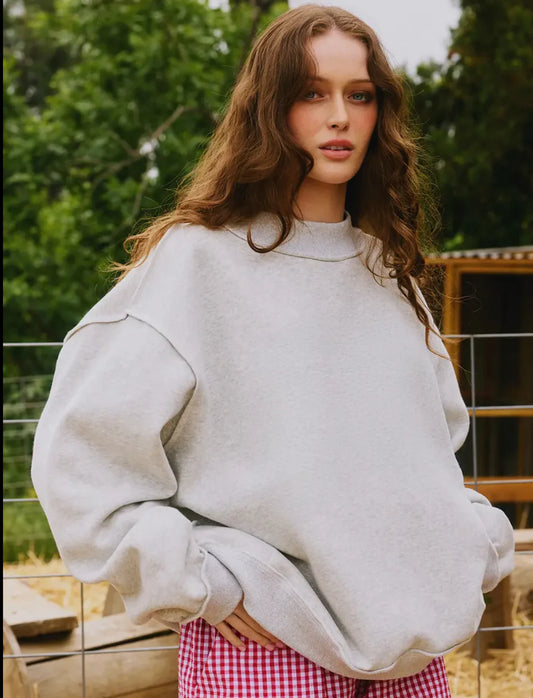 Grey Mock Neck Sweatshirt