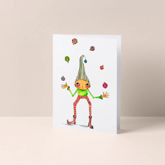 Juggling Elf Greeting Card