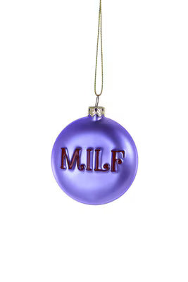 Purple MILF Glass Ornament
