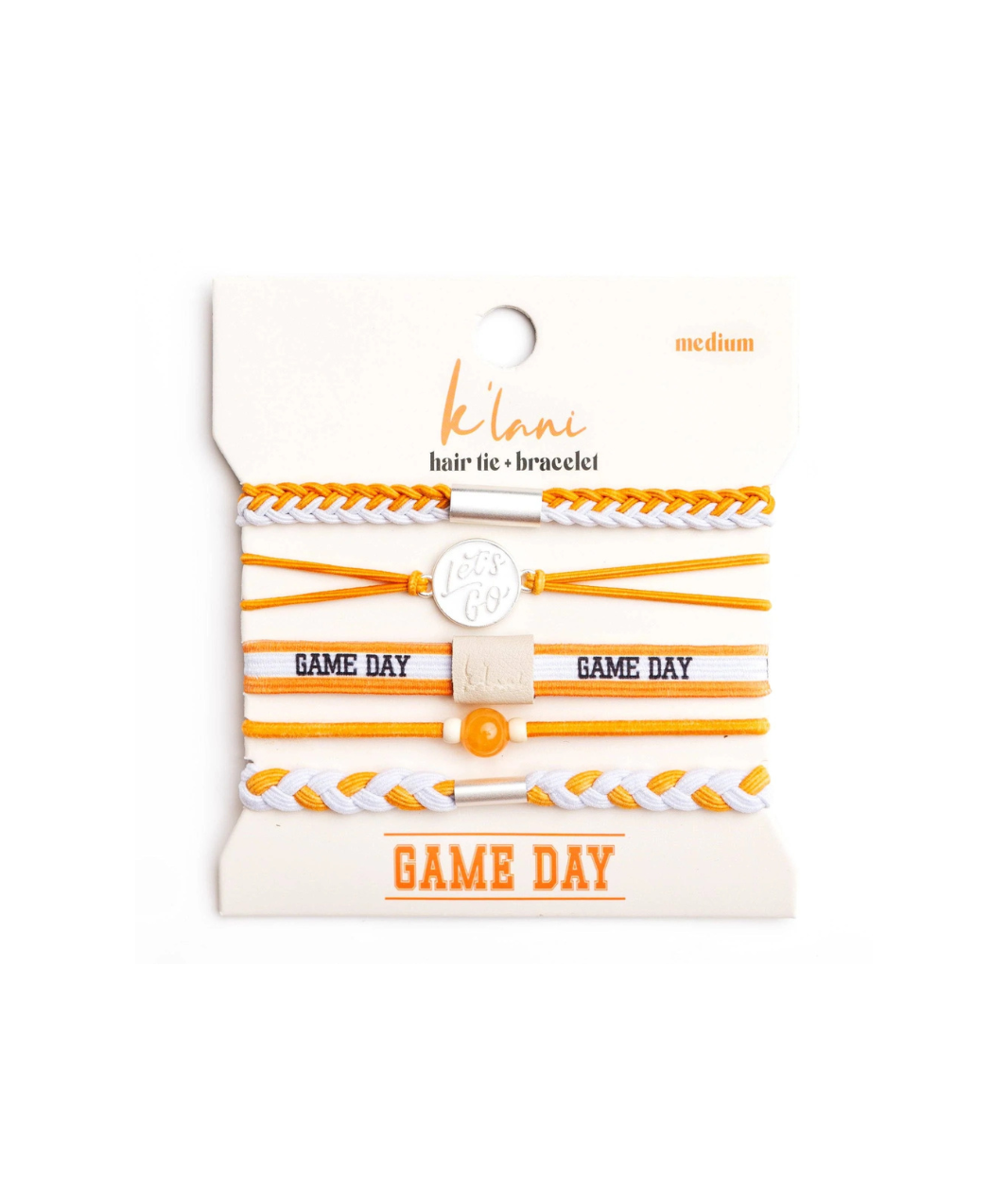 "Game Day" Orange & White Hair Tie Bracelets