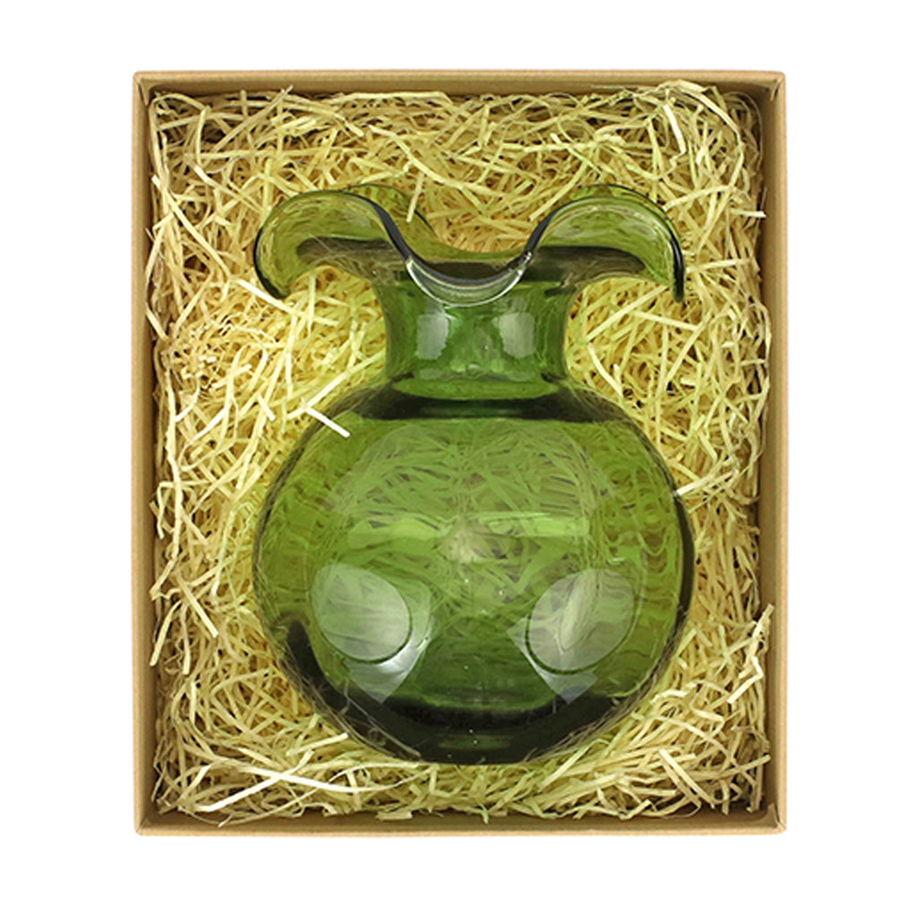 Hibiscus Glass Green Bud Vase